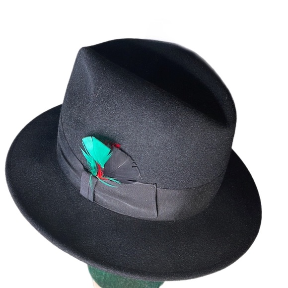 Vintage Black Beaver Hats Fedora Feather Hat - Picture 10 of 15